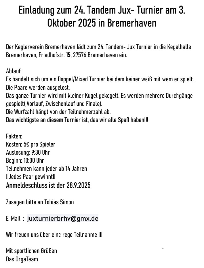 juxturnier einladung